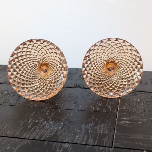 Set of 2 Vintage Westmoreland English Hobnail Candlesticks Depression Glass - Picture 2 of 6